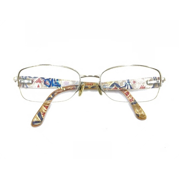 Prada Gold Beige Half Rim Eyeglasses Frames 53-18 135 Italy Designer Women - Picture 12 of 12